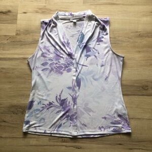 MASSIVE $10 SALE Calvin Klein Purple Wrap Blouse with Mandarin Collar